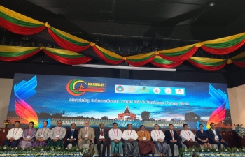 Mandalay International Trade Fair & Business Forum 2019 Opening Ceremony at Mandalay attended by Union Minister for Commerce, Minister for Industry & Chief Minister Mandalay along with other Ministers.